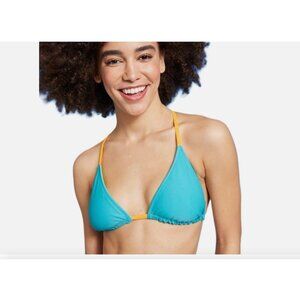 WILD FABLE REVERSIBLE BIKINI TOP COLORFUL TRIANGLE CRISS CROSS TIE BACK SWIM NWT